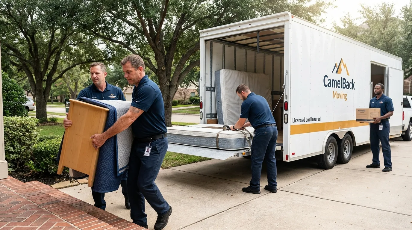 Crew loading residential truck for cross-state move from Milton, NY