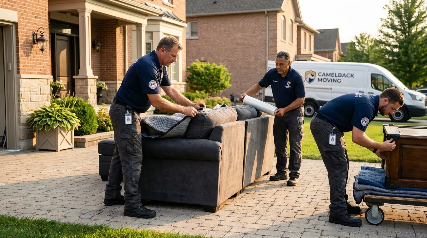 Large estate moving crew wrapping furniture in Milton, NY