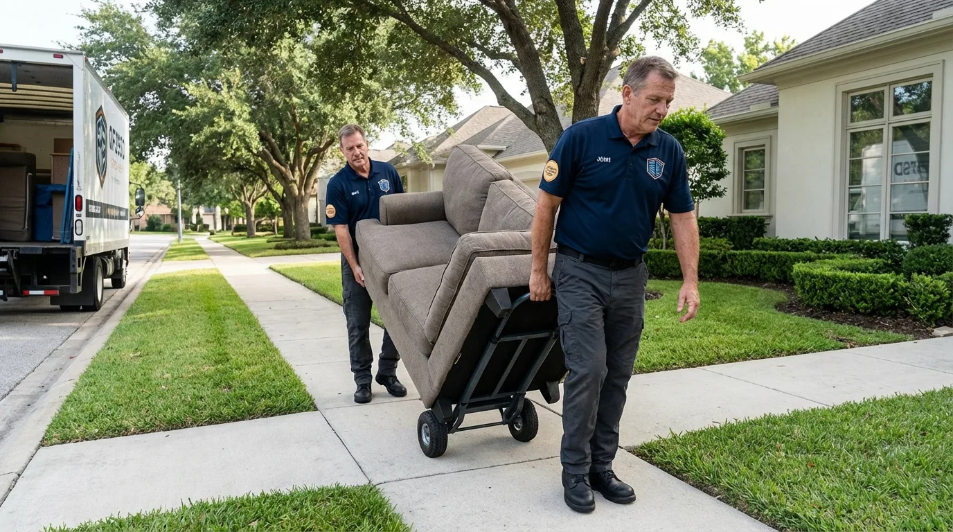 Local residential moving crew loading furniture in Milton, NY